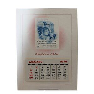 Jan 1978 Calendar Charles A. Lindbergh 50th Anniversary Artcraft Cover Of The Ye